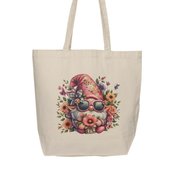 Floral Garden Gnome Custom Tote Bag - Picture 2 of 4
